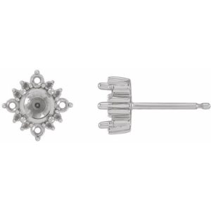 Round 4-Prong Halo-Style Earrings