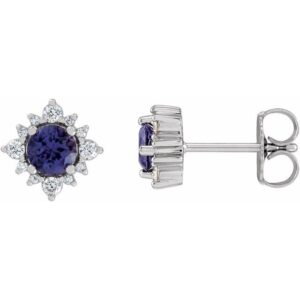 Round 4-Prong Halo-Style Earrings