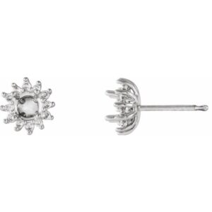 Round 4-Prong Halo-Style Stud Earrings