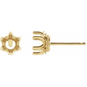 Round 6-Prong Accented Crown Stud Earrings