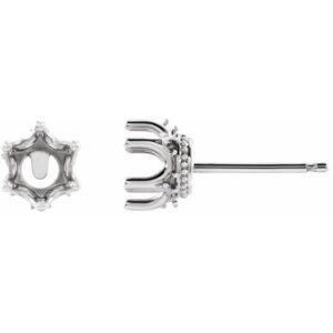 Round 6-Prong Accented Crown Stud Earrings
