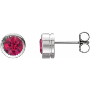 Round Bezel-Set Birthstone Stud Earrings
