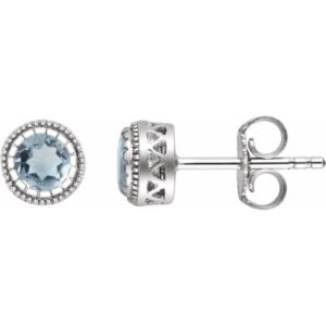 Round Bezel-Set Birthstone Stud Earrings