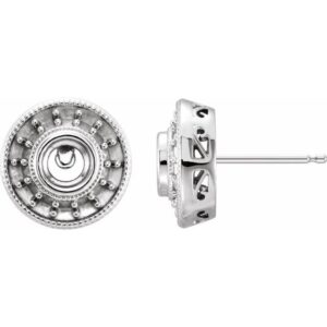 Round Bezel-Set Halo-Style Earrings