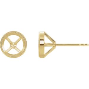 Round Bezel-Set Stud Earrings