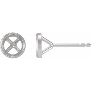 Round Bezel-Set Stud Earrings
