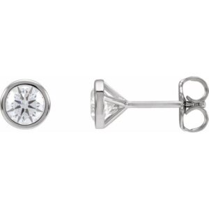 Round Bezel-Set Stud Earrings