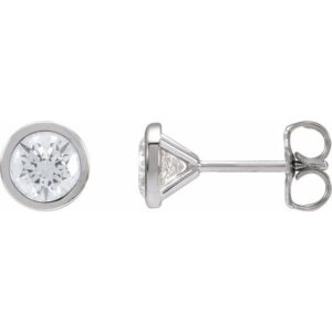 Round Bezel-Set Stud Earrings