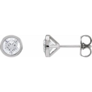 Round Bezel-Set Stud Earrings