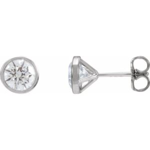 Round Bezel-Set Stud Earrings