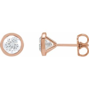 Round Bezel-Set Stud Earrings