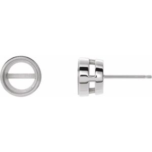 Round Bezel-Set Stud Earrings