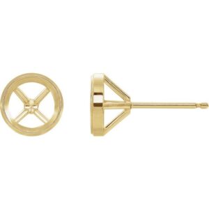 Round Bezel-Set Stud Earrings