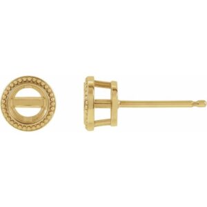Round Bezel-Set Stud Earrings