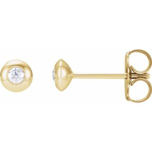 Round Bezel-Set Stud Earrings