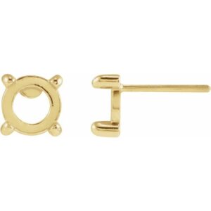 Round Rose-Cut 4-Prong Claw Stud Earrings