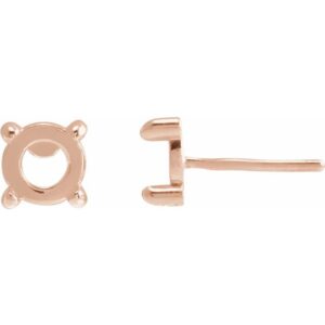 Round Rose-Cut 4-Prong Claw Stud Earrings