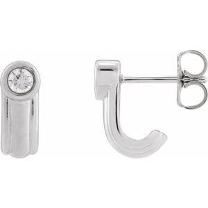Solitaire J-Hoop Earrings