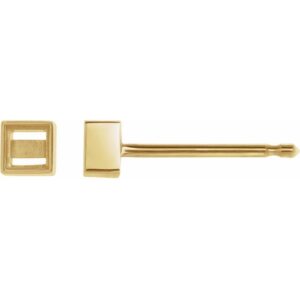 Square Bezel-Set Stud Earrings