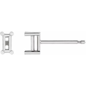 Straight Baguette 4-Prong Stud Earrings