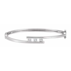 Three-Stone Hinged Bangle Bracelet