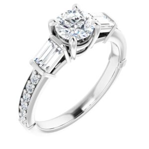 120723 Baguette Accented Engagement Ring