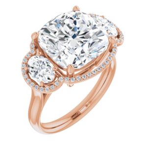118308 Three-Stone Halo-Style Engagement Ring