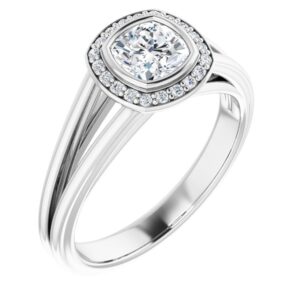 119991 Bezel-Set Halo-Style Engagement Ring